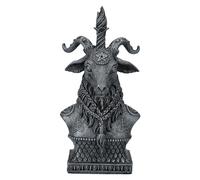 Pacific Giftware Buste mystique Baphomet avec cornes et barbe tressée, en pierre artificielle, 20,5 cm, noir et gris