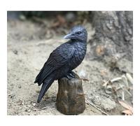 Pacific Giftware Dark Raven Crow perch sur le moignon d'arbre Figurine Figurine Couleurs ralistes 6 pouces Halloween Haunted House Evil Decor