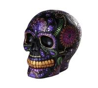 Pacific Giftware Day of The Dead Celebration Black Sugar Skull Floral Design Collectible 6 inch