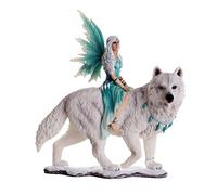 Pacific Giftware Decorative Companion Statue de fée Aneira avec Loup Blanc à Collectionner 8H