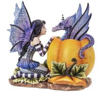 Pacific Giftware Figurine de fée d'Halloween et de dragon en résine coulée à froid pour salon, porche, etc. 14 cm