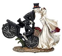 Pacific Giftware Figurines Squelette Couple de mariés Qui s'embrassent sur Un vélo | Décoration de Mariage Amusante