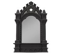 Pacific Giftware Miroir cathédrale gothique en résine - 27,5 cm de hauteur - Noir - Décoration d'intérieur - Décoration de table - Halloween