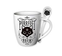 Pacific Giftware Sacred Cat Purrfect Brew Ceramic Mug and Spoon Set by Alchemy England