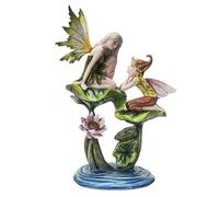 Pacific Giftware Spring Lotus Fairy with Elf on Lily Pads Statue 10 Tall