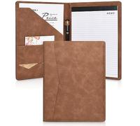 Pacific Mailer Padfolio Classeur en cuir, organiseur de documents juridiques, porte-cartes de visite inclus, bloc-notes format lettre [marron, piano noir, finition mate]