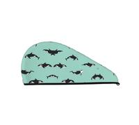 Pacific Ocean Whale Coral Velvet Dry Hair Cap for Women - Pratique pour la maison, les voyages et les fêtes à la piscine. Parfaitement pensé