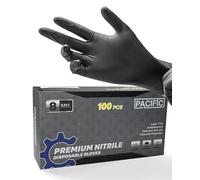 PACIFIC PPE 100x Gants Jetables Diamond Grip, Gants en Nitrile, Noir, M | 8-mil, Non-poudrés, Sans latex, Antidérapants, Alimentaires, pour Mécaniciens, Ateliers, Industrie, Cuisine, Montage, EN 374