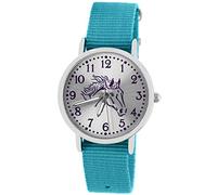 Pacific Time Montre-bracelet pour enfant fille garçon montre cheval bracelet textile, Bleu clair (10308), Sangles