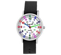 Pacific Time Montre-bracelet pour enfant fille garçon montre d'apprentissage en textile bracelet de rechange analogique à quartz, lanière