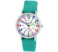 Pacific Time Montre-bracelet pour enfant fille garçon montre d'apprentissage en textile bracelet de rechange analogique à quartz, 10905 - Turquoise, bracelet