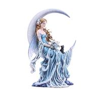 Pacific Trading Nene Thomas Wind Moon Fairy Figurine Bleue Assise sur Un Croissant de Lune