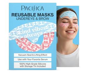 Pacifica Beauty | Réutilisable Undereye + Brow Mask Value Set | 100% Silicone | Vacuum Seal & Lifting Effect | Minimisze Fine Lines + Wrinkles | Pair with Serum | Storage Tin Included | Vegan
