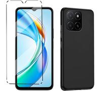 Pack 1 Coque Silicone Antichoc + 1 Verre Trempé Pour Honor X5b / X5b Plus - Noir, Protection Écran Et Bords Renforcés