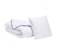 Pack 1 personne pour Lit 90x190cm - Couette Tempérée 140x200cm + Oreiller 60x60cm Toutes Saisons - Fabriqué en France - BLEU CALIN