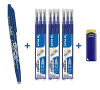 Pack 1 stylo Roller + 3 sets 3 recharges + 1 gomme PILOT FRIXION 07 BLEU