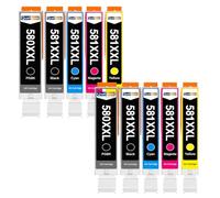 Pack 10 Cartouche d'encre CLI-581XXL CLI 581 XXL 1995C001 1996C001 1997C001 1998C001 Compatible pour Canon PIXMA TR7500 TR7550 TR8500 TR8550 TS6100 TS6150 TS6151 Multicolore Haute capacité avec Puce