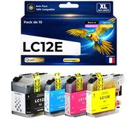 Pack 10 Cartouche LC12E LC12 EB EC EM EY compatible pour Brother MFC J6925DW Couleurs Haute capacité avec puce