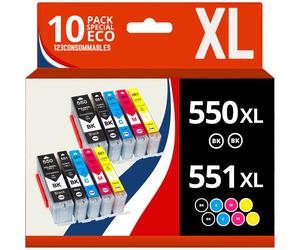 Pack 10 cartouches compatibles CANON PGI550/CLI551 XL