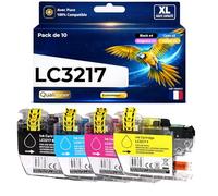 Pack 10 Cartouches d'encre LC3217 Compatible pour Brother MFC J5330DW J5335DW J5730DW J5830DW J5930DW J6530DW J6730DW J6930DW Noir x4 Cyan x2 Magenta x2 Jaune x2 avec Puce 550 Pages