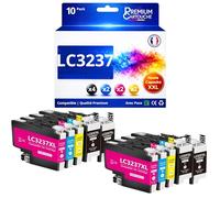 Pack 10 Cartouches Encre LC3237 Compatible pour Brother HL J6000DW HL J6100DW MFC J5945DW MFC J6945DW MFC J6947DW Noir Cyan Magenta Jaune Haute capacité avec Puce 3000 1500 Pages