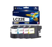 Pack 10 LC22E BK C M Y LC22 E compatible pour Brother MFC J5920DW Haute capacité avec puce Noir Couleur