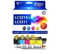 Pack 10 LC3213 BK C M Y LC3211 BK C M Y compatible pour Brother Couleurs Haute capacité avec puce 400 pages