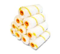 Pack 10 Manchons Mini Rouleaux Pattes de Lapin rayées Jaune | Polyamide 11 cm | Peinture plinthes radiateurs surfaces lisses