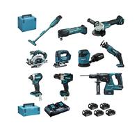 Makita - Ensemble 10 Machines 18v 5ah (dhp481 + Dtd154 + Dga506 + Dhs680 + Dhr243 + Dtm51 + Djr183 + Dbo180 + Dcl180 + Djv182) Dlx1011ptj Dlx1011ptj