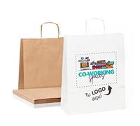 Pack 10 Sacs en Papier Kraft à Personnaliser | Votre Logo ou Image en Couleur | Sacs Personnalisables pour Événements, Mariage, Noël, Anniversaire | Petite Taille 22 x 23 x 9 cm