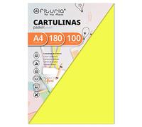 Pack 100 Cartulinas Color Amarillo Tamaño A4 180g