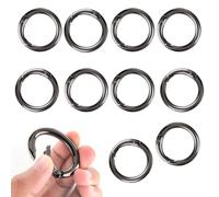 Pack 10x Mini Karabiner Keychain Crochet rond en acier inoxydable | Crochet à clés 33mm avec clip à carabiner | Petits crochets à carabiner pour crochet à clés, poches, accessoires bricolage (noir)