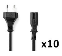 pack 10x câble d'alimentation euro male iec320c7 droit plaqué nickel