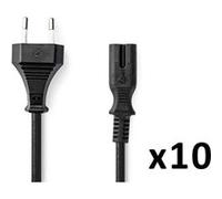 pack 10x nedis câble d'alimentation euro male iec320c7 droit plaqué nickel G