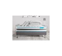 Pack 140x190 matelas BodyFlex + sommier kit gris + Couette 240x220cm + 2 oreillers 60x40cm
