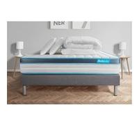 Pack 140x200 Matelas Bodyfit + Sommier Kit Gris + Couette 240x220cm + 2 Oreillers 60x40cm