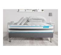 Pack 140x200 matelas BodyFlex + sommier kit gris + Couette 240x220cm + 2 oreillers 60x40cm