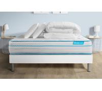 Pack 140x200 matelas BodyMax + sommier kit blanc + Couette 240x220cm + 2 oreillers 60x40cm