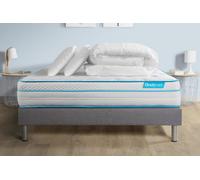 Pack 140x200 matelas BodyMax + sommier kit gris + Couette 240x220cm + 2 oreillers 60x40cm