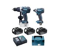 Pack 18V perceuse visseuse DDF458 + visseuse à chocs DTD152 + 3 batteries 5Ah + chargeur + coffret MAKPAC - MAKITA - DLX2144TJ1