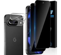 Pack 2+2 Verre trempé anti-espion 9H pour Google Pixel 9 5G ¿ Protection écran bord à bord + 2 protections lentille caméra, Anti-empreintes, Haute sensibilité