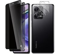 Pack 2+2 Verre trempé anti-espion pour Xiaomi Redmi Note 12 Pro+ 5G - Protection écran 0,33 mm et caméra, bords 2,5D, confidentialité