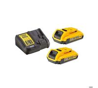 DeWalt Pack 2 batteries XR 18V 2 Ah Li‑Ion + chargeur DCB115D2‑QW, compatible XR 18V