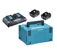pack 2 batteries 18V 6Ah + chargeur DC18RD + MakPac - MAKITA - 198077-8