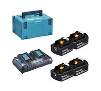 Pack 2 batteries BL1830B 18V 3 Ah + 2 batteries BL1850B 18V 5 Ah + chargeur double DC18RD MAKITA