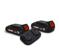 Pack 2 Batteries CONCEPT 20V Lithium 2 Ah pour la gamme d'outils Electro-portatifs X-PERFORMER + Double Chargeur