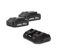 VITO - Pack 2 Batteries Lithium 20V 2Ah + Chargeur Double Gamme sans Fil VITO
