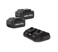 VITO -Pack 2 Batteries Lithium 20V 4.0Ah + Chargeur Double Gamme sans Fil