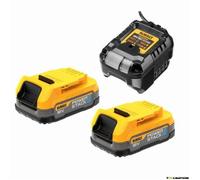 DeWalt Kit de démarrage 18 V XR – 2 batteries compactes + chargeur Powerstack DCB1102E2