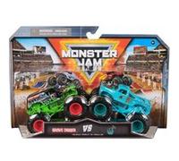 Pack 2 camions 1:64 pour Monster Jam : Grave Digger et vs Whiplash - vehicule Metal Serie 31 - Set Jouet Garcon + Carte